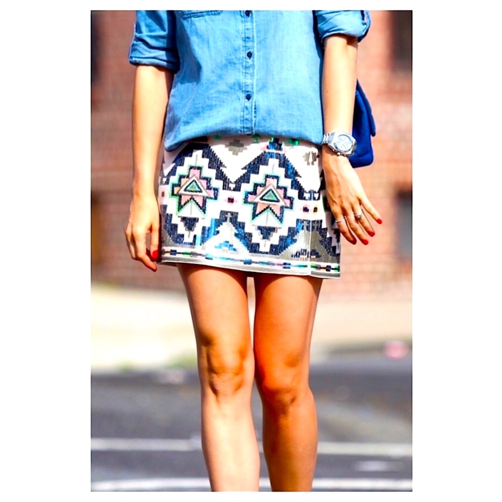 NWT Express Sequin Geo Miniskirt XS